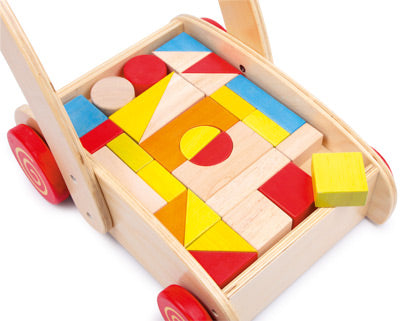 Wooden Baby Walker with Building Blocks