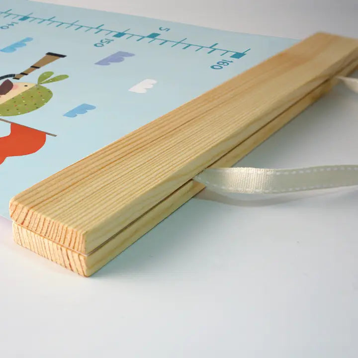 Pirate Height Growth Chart – Canvas Wall Ruler with Wooden Hangers