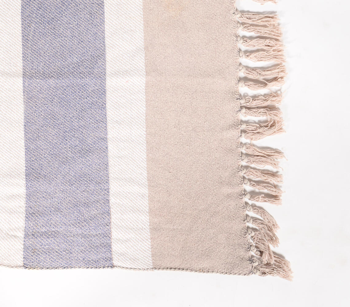 Pastel Multicolor Striped Cotton Throw – Handwoven 61" x 51"
