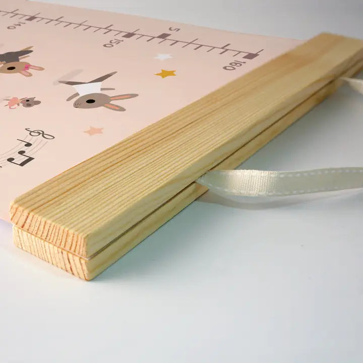 Ballet Height Growth Chart – Canvas Wall Ruler with Wooden Hangers