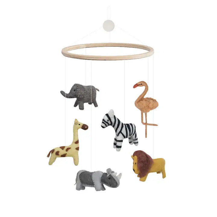 Safari Animals Baby Mobile – Handmade Wool Nursery Decor