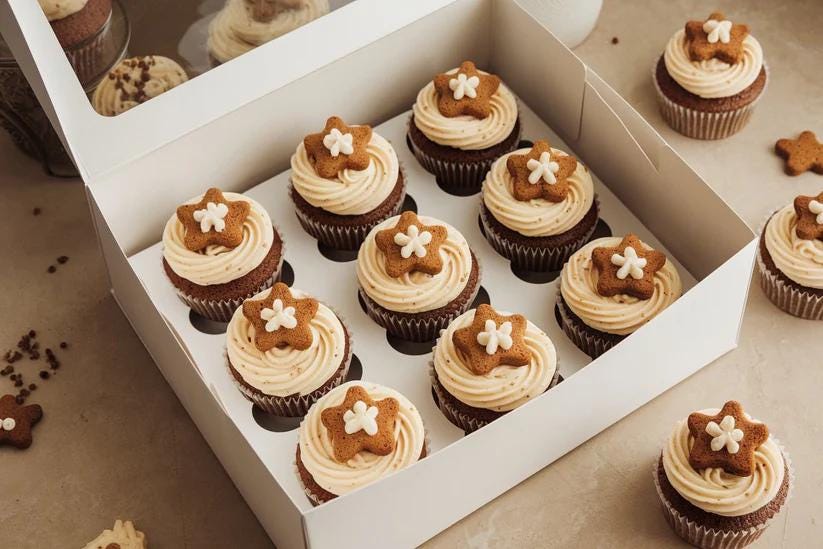 Artisan Lotus Biscoff Cupcakes, Caramel Cupcakes, Gingerbread Cupcakes Platter Box Occasion Gift Set