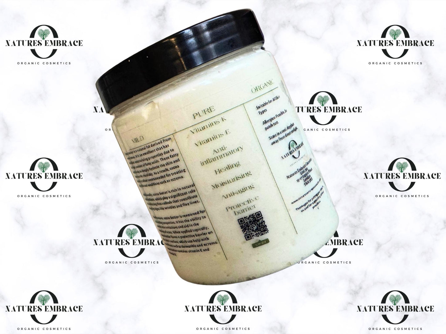 Natures Embrace Organic Handmade 100% Fresh Natural Unrefined Whipped Cocoa Butter Moisturizing Skincare Haircare Fragrance Free