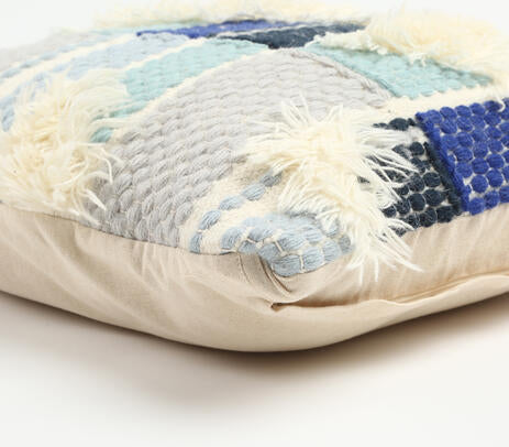 Tufted Shaggy Cotton & Wool Cushion Cover – Hand-Tufted, 20x20