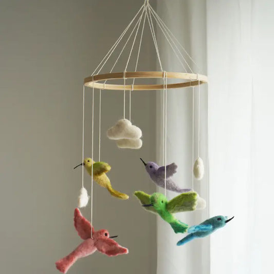 Handmade Hummingbird Baby Mobile – Delicate Wool Nursery Decor