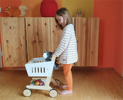 Wooden Toy Shopping Trolley