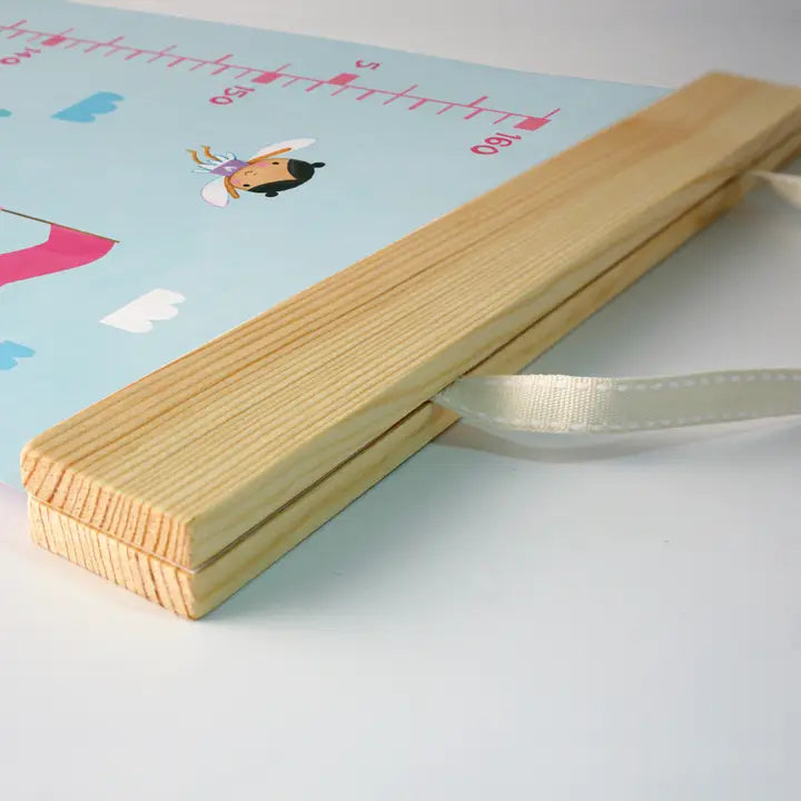 Fairy Height Growth Chart – Canvas Wall Ruler with Wooden Hangers