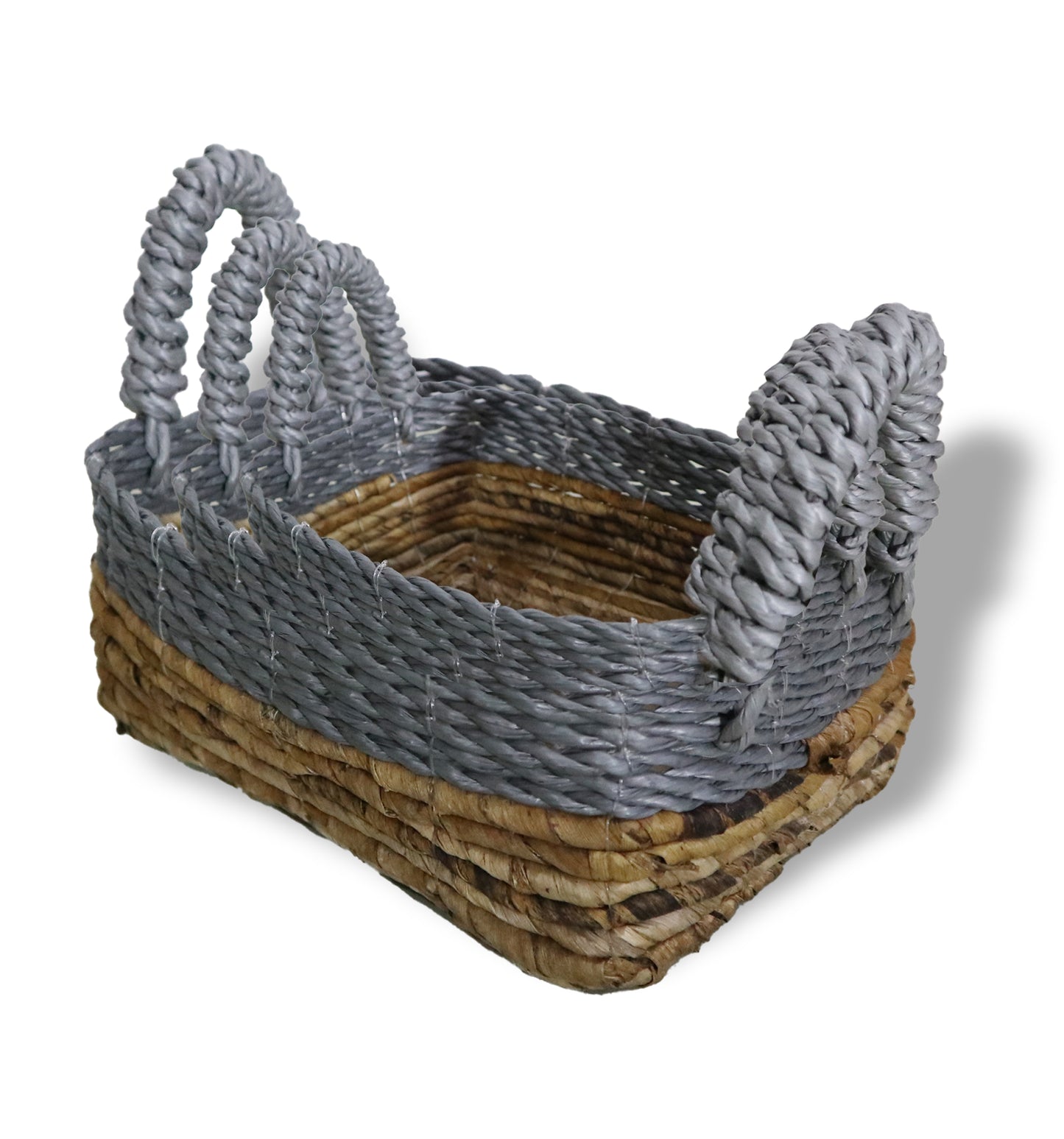 Banana Leaf & Raffia Square Basket- Set of 3