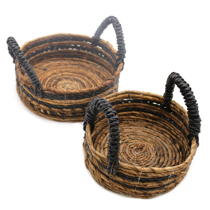 Banana Leaf & Raffia Basket- Set of 2