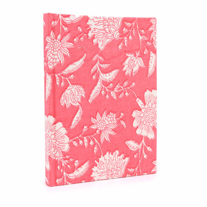 Cotton Bound Notebook - 20x15cm, 96 Pages, Pink Floral