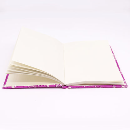 Cotton Bound Notebook - 20x15cm, 96 Pages, Fuchsia Flower