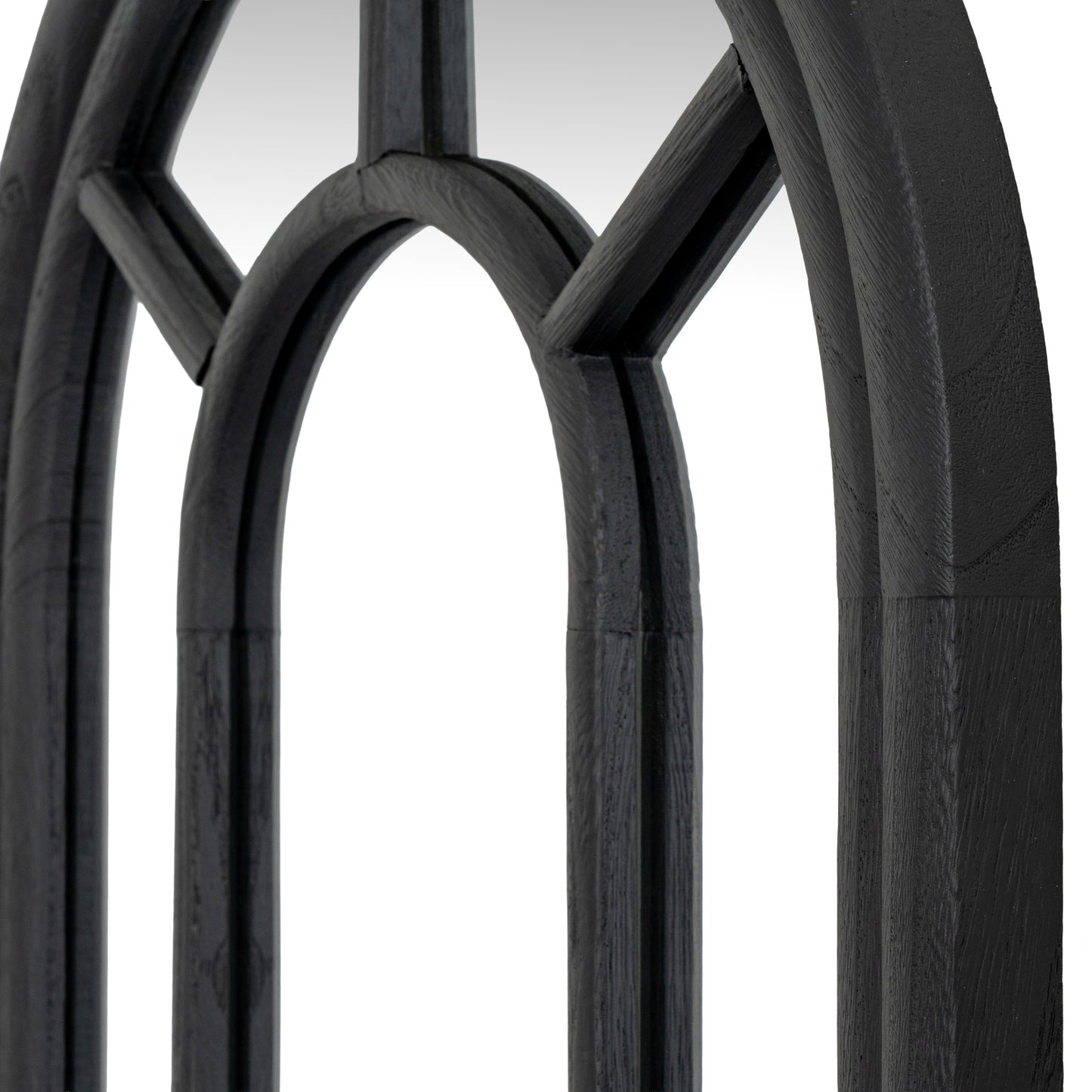 Black Wood Tall Arched Window Mirror