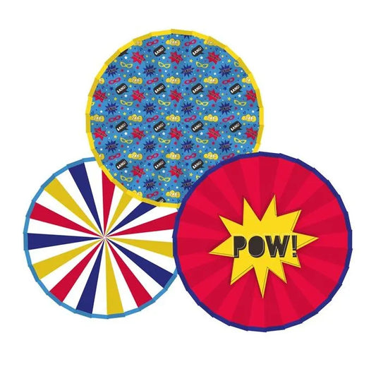 Super Hero Party Paper Fan Decorations (3pk)