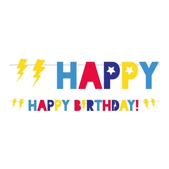 Super Hero Party 'Happy Birthday' Paper Banner - 2.5m