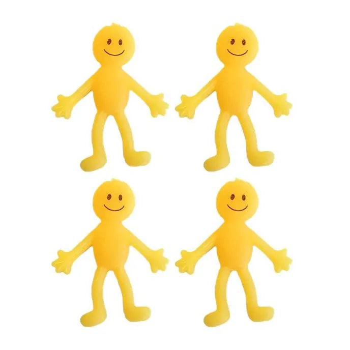 Yellow Stretchy Smiley Man - 6cm (4pk)