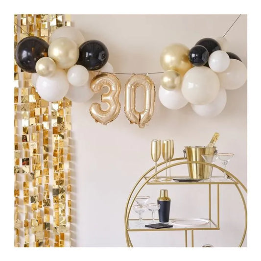 Champagne Noir 30th, 40th, 50th, 60th Balloon Bunting Kit