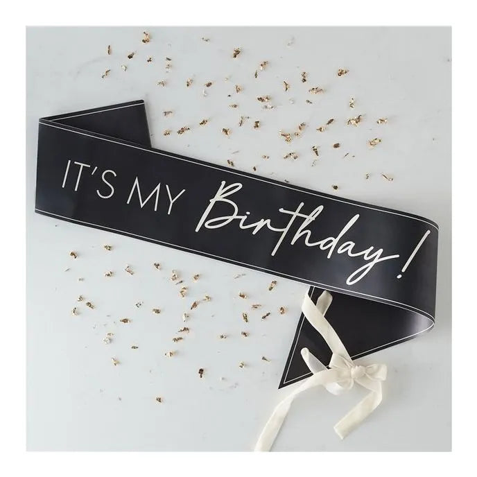 Black and Nude 'It's my Birthday' Sash