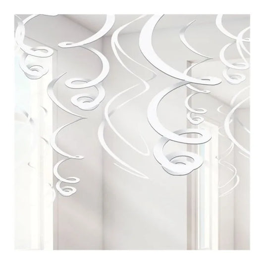 White Hanging Swirls Decoration - 55cm (12pk)