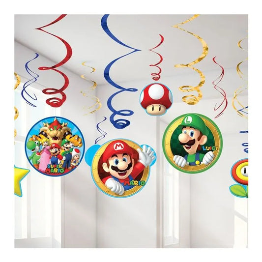 Super Mario Hanging Swirls (12pk)