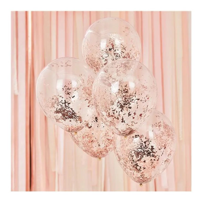 Rose Gold Confetti Balloons - 12" (5pk)