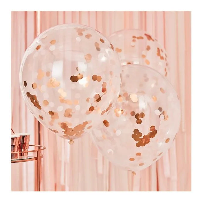 Large Rose Gold & Blush Confetti Balloons - 22" Latex (3pk)