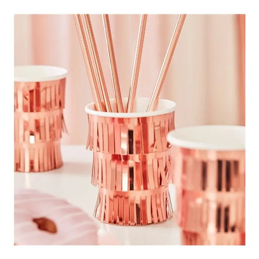 Rose Gold Fringe Paper Cups - 255ml (8pk)