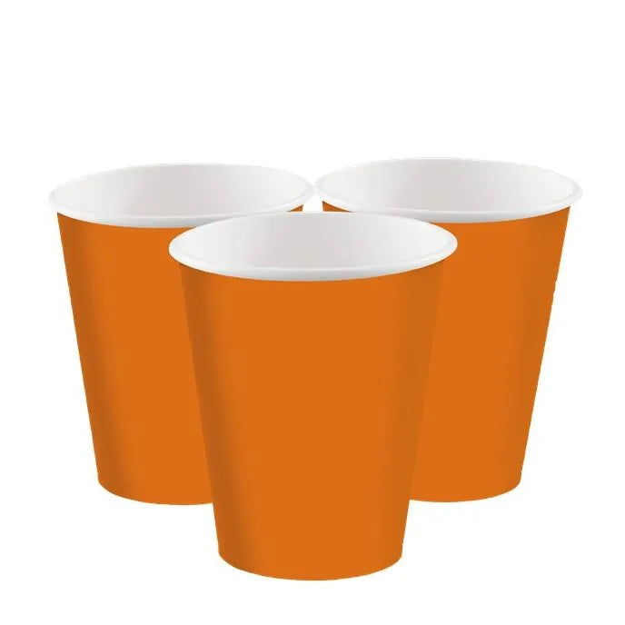 Orange Paper Cups - 237ml (8pk)