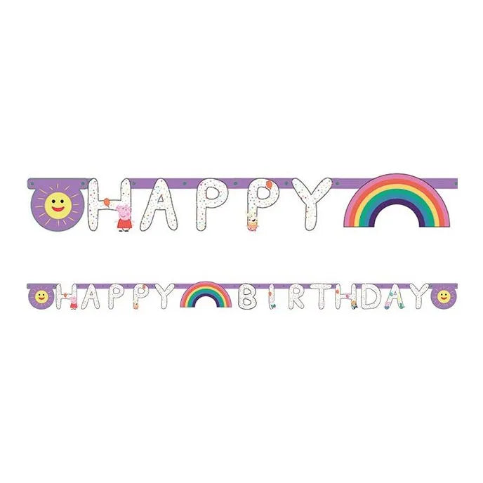 Peppa Pig 'Happy Birthday' Paper Letter Banner - 2.1m x 13cm