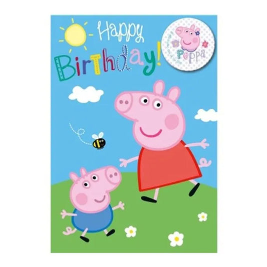 Peppa Pig Happy Birthday Card & Badge