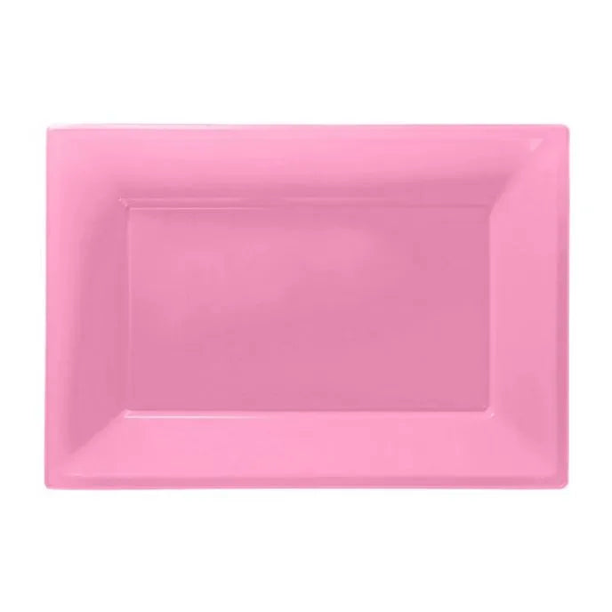 Baby Pink Plastic Serving Platters - 23cm x 32cm (3pk)