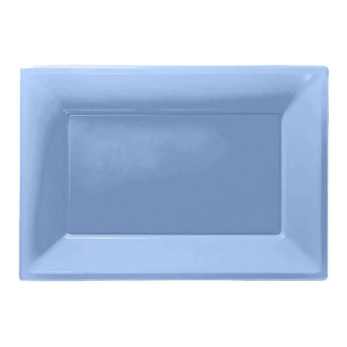 Baby Blue Plastic Serving Platters - 23cm x 32cm (3pk)