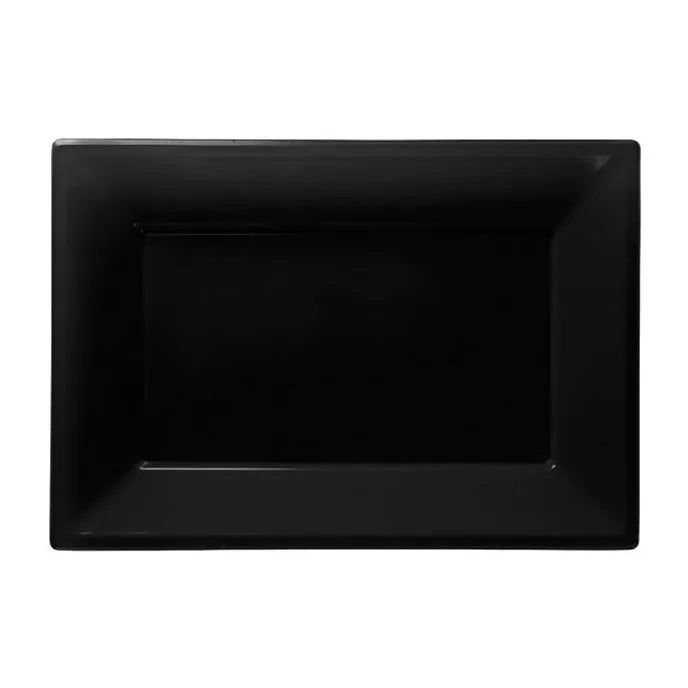 Black Plastic Serving Platters - 23cm x 32cm (3pk)