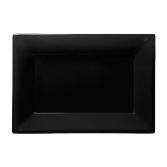 Black Plastic Serving Platters - 23cm x 32cm (3pk)