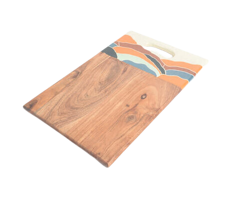 Abstract Enameled Mango Wood Chopping Board