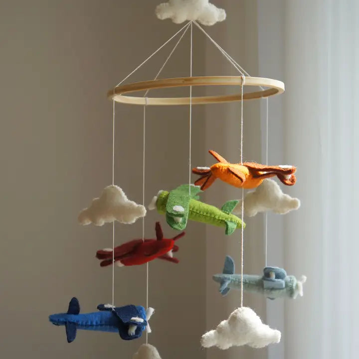 Handmade Airplane Baby Mobile – Mixed Colours Nursery Decor