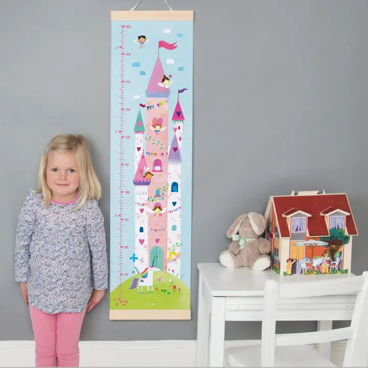 Fairy Height Growth Chart – Canvas Wall Ruler with Wooden Hangers