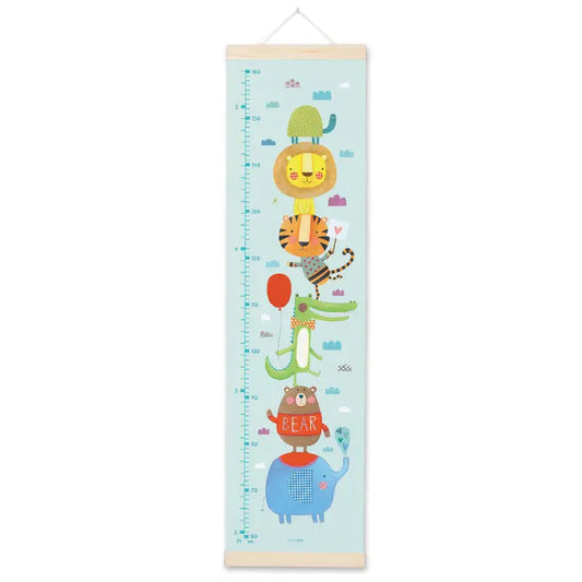 Animal Height Growth Chart – Canvas Wall Ruler with Wooden Hangers