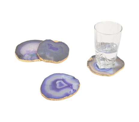 Cosmic agate coasters with golden border (set of 4)