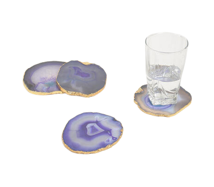 Cosmic agate coasters with golden border (set of 4)