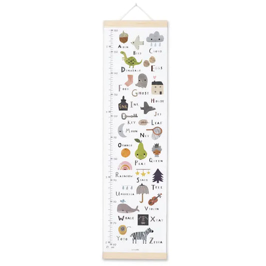Alphabet Height Growth Chart – Canvas Wall Ruler with Wooden Hangers