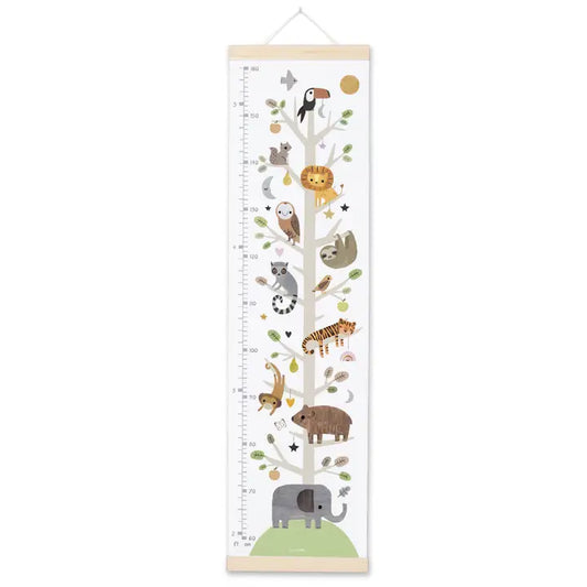 Animal Height Growth Chart – Canvas Wall Ruler with Wooden Hangers
