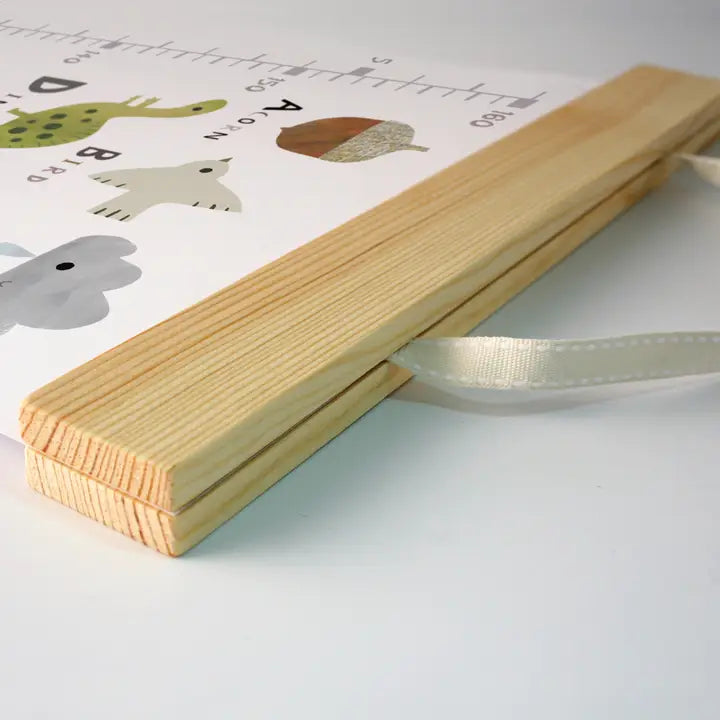 Alphabet Height Growth Chart – Canvas Wall Ruler with Wooden Hangers