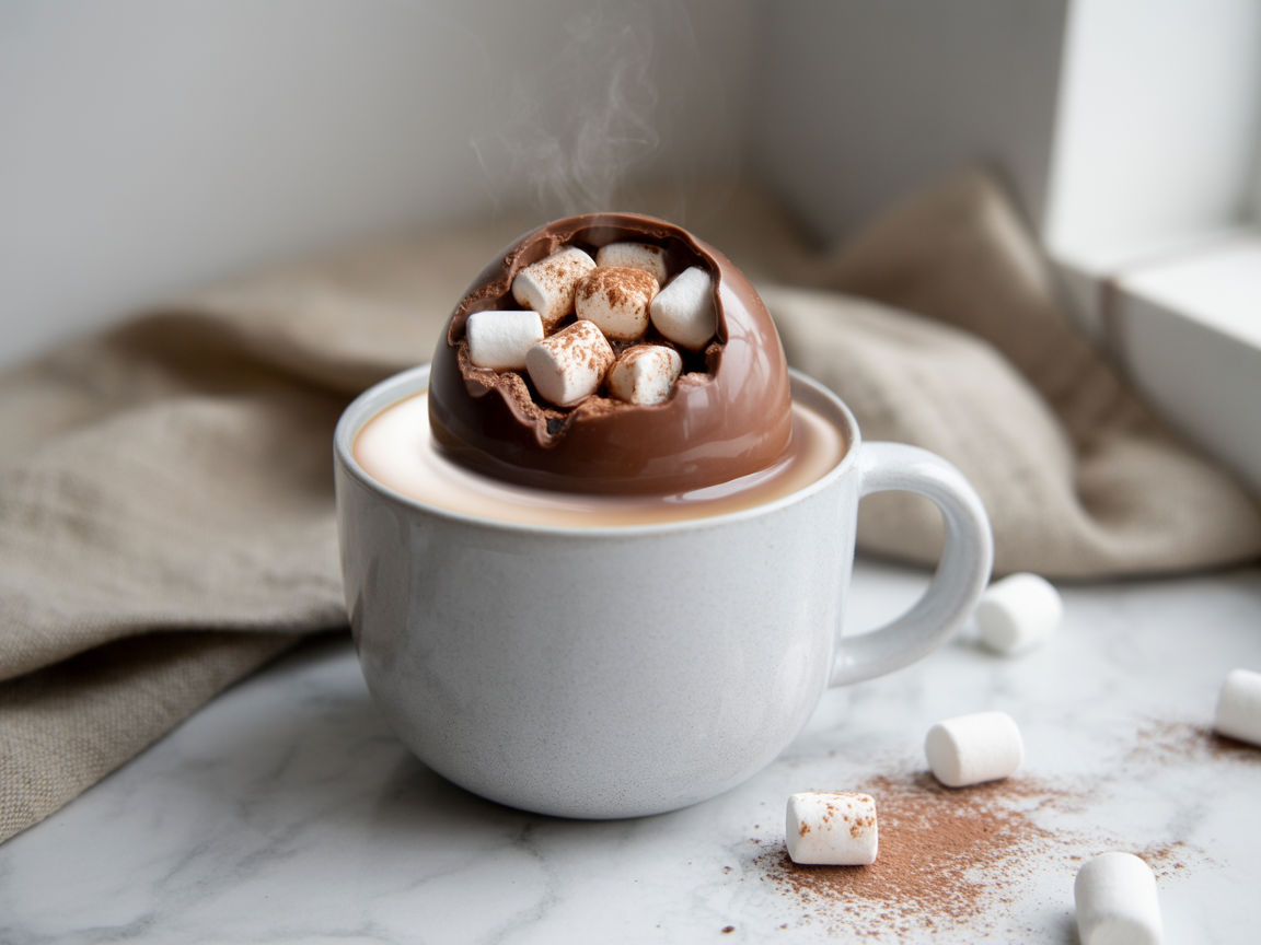Handmade Milk Chocolate Hot Chocolate Bomb With Marshmellows - The Handmade Supermarket