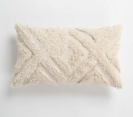 Handwoven Diamond Tuft Lumbar Cushion Cover – 100% Cotton