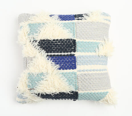 Tufted Shaggy Cotton & Wool Cushion Cover – Hand-Tufted, 20x20