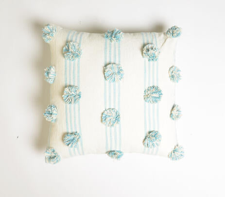 Hand-Tufted Sky Polka Chenille Cushion Cover with Concealed Zip