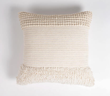 BEST SELLER — Handwoven Textured Cotton & Wool Cushion Cover (20x20”)