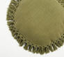 Round Cotton Cushion Cover in Olive with Boho Tassels (18”)