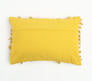 Tasseled Yellow Cotton Cushion Cover – Handmade, 20x14”