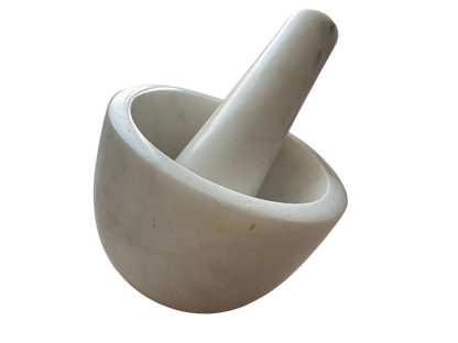 Turned White marble Mortar & Pestle Set